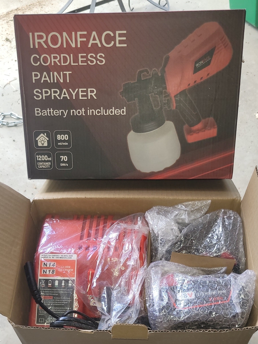 IRONFACE Cordless Paint Sprayer & Batteries